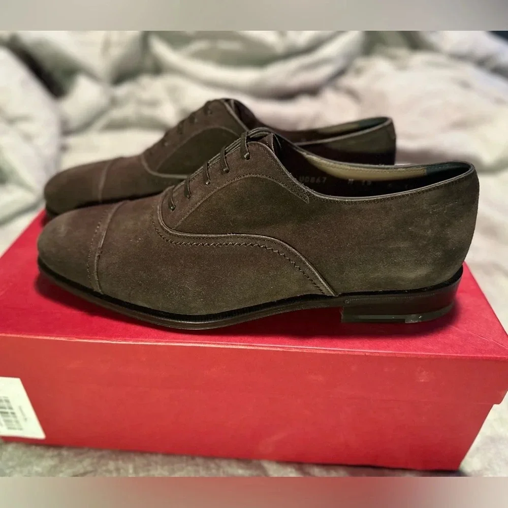 NIB Salvatore Ferragamo SEUL Cap Toe Oxfords Brown Size 6.5